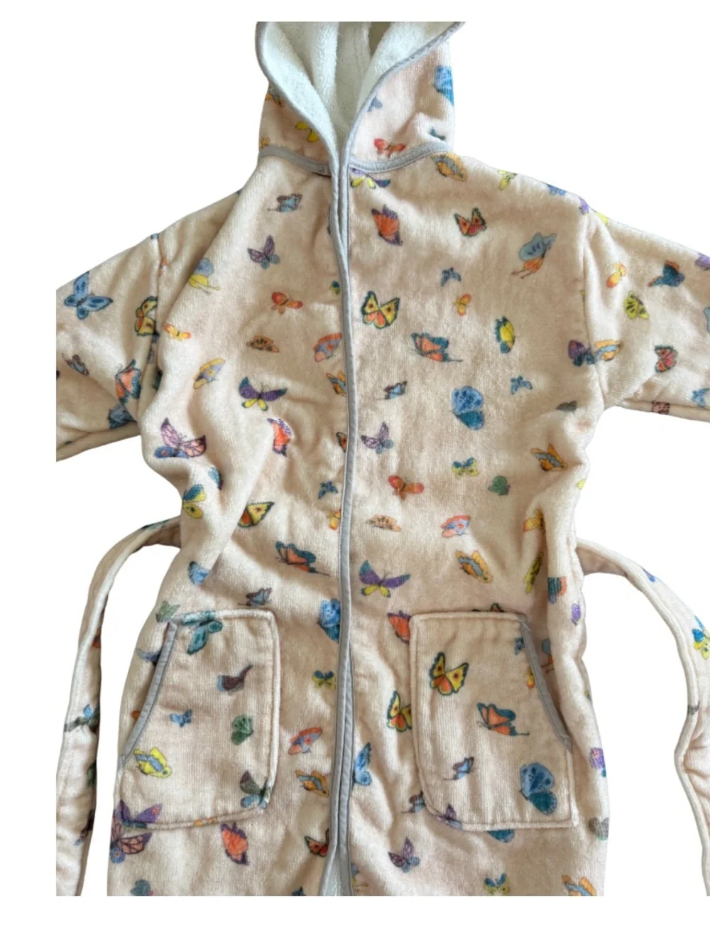 🦋 Timo & Violet Butterfly Hooded Bathrobe 1-2Y Velour Terry